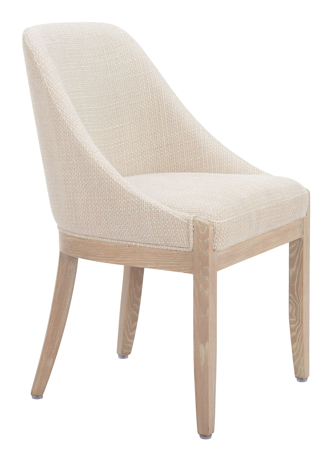 walnut linen accent chair styled in a minimalist elegant dining room