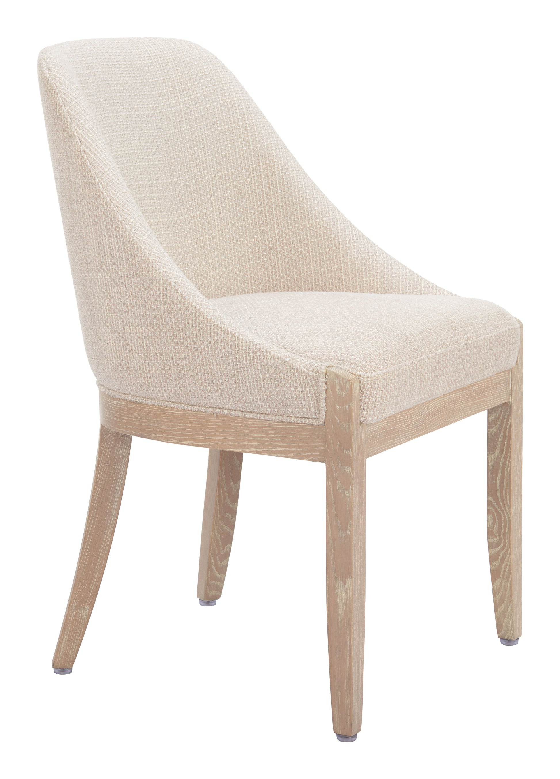 walnut linen accent chair styled in a minimalist elegant dining room