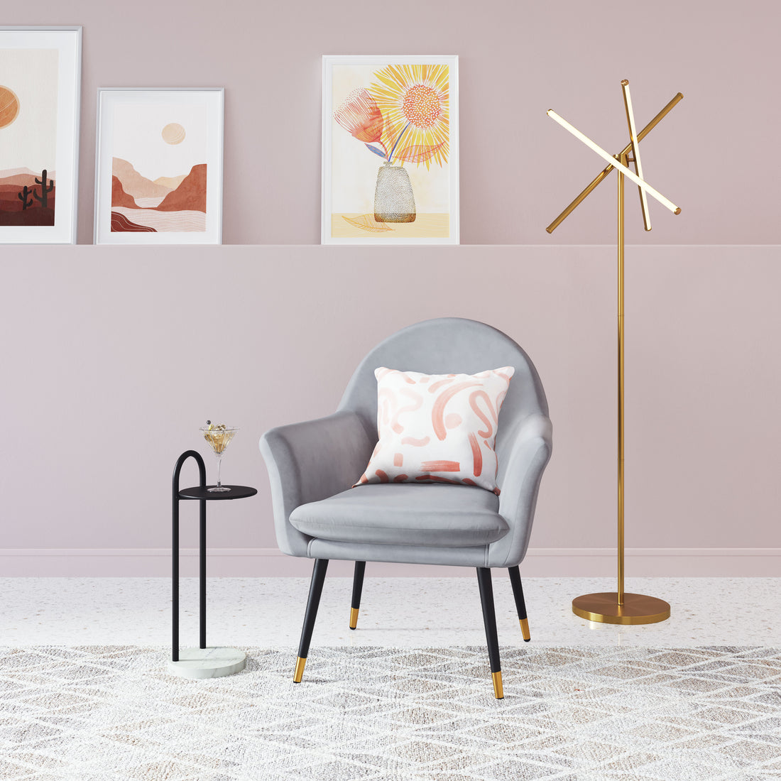 cream woven table lamp in a elegant modern bedroom setting