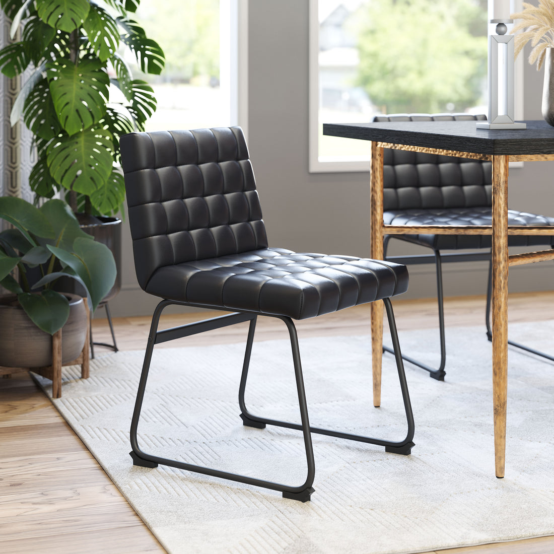 Pago Dining Chair (Set of 2) Black styled for a transitional living room space.