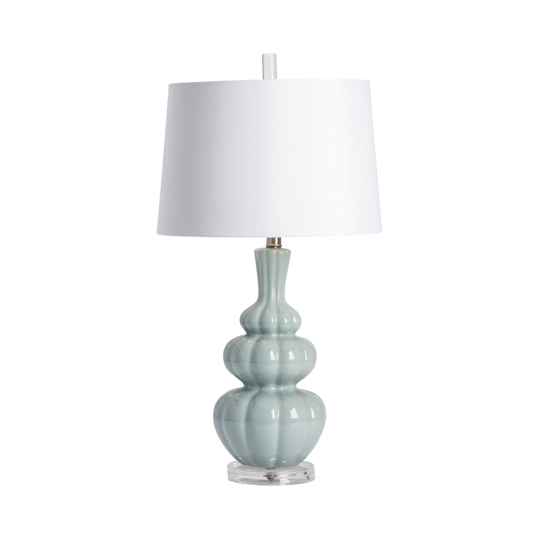 white brushed table lamp in a farmhouse contemporary bedroom setting