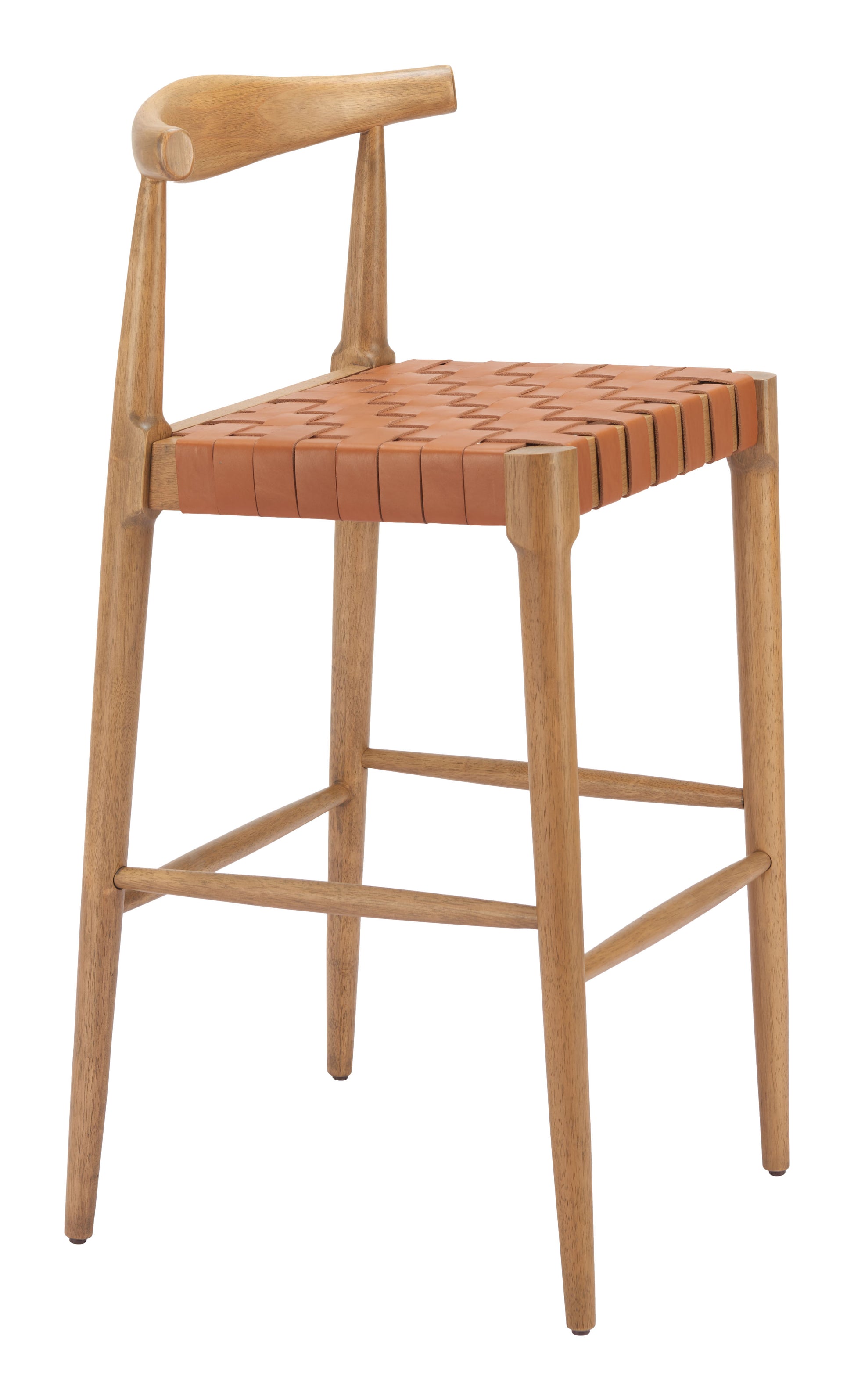 oak marble stool styled in a Scandinavian serene master suite