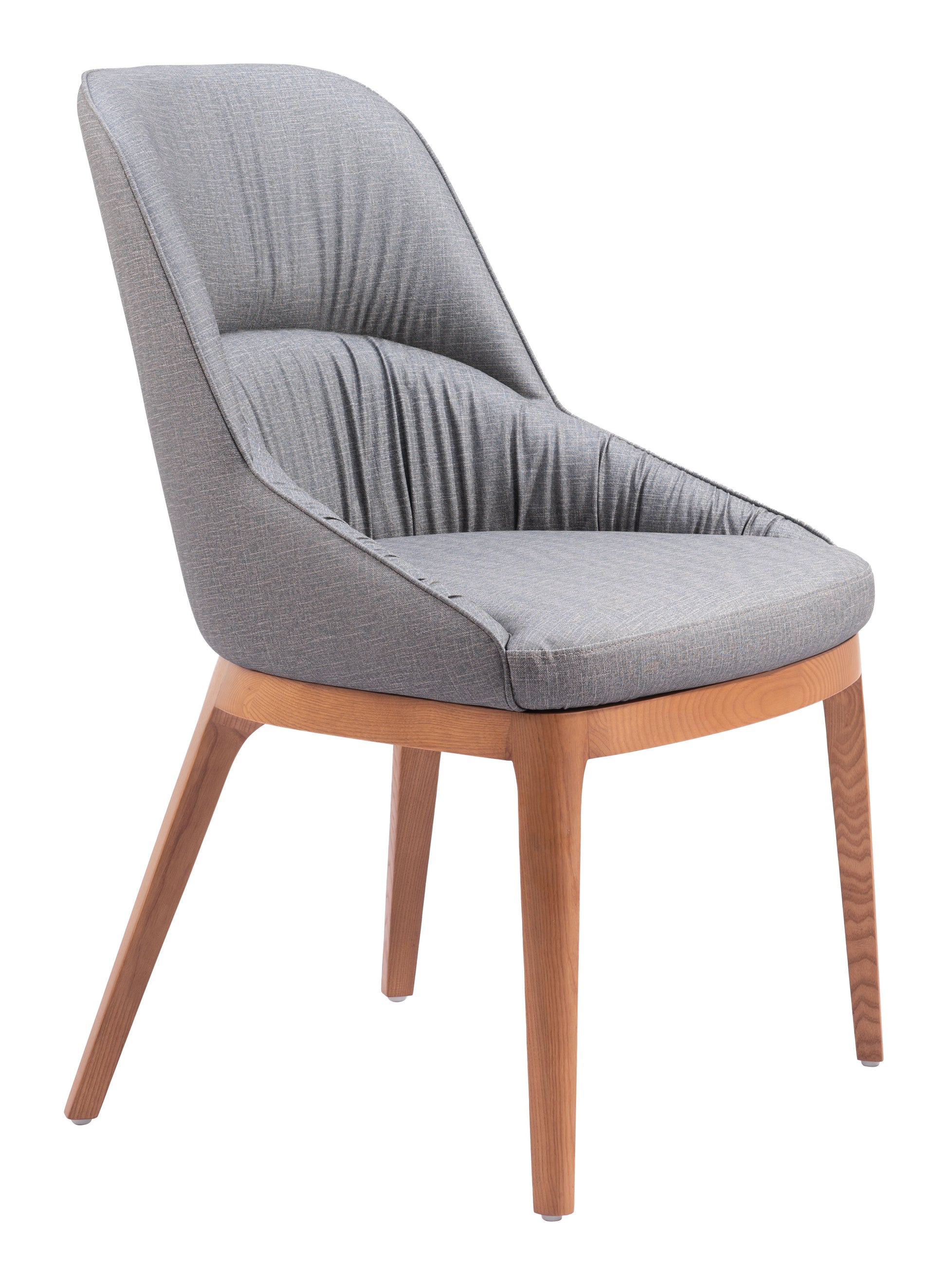 walnut linen accent chair styled in a minimalist elegant dining room