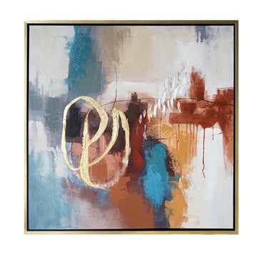 Vivid 2 contemporary canvas artwork displayed in a contemporary bedroom setting