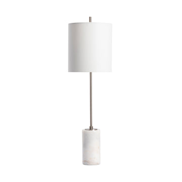 beige plush table lamp in a transitional living room setting