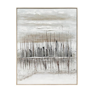 gray canvas wall art in a classic entryway setting