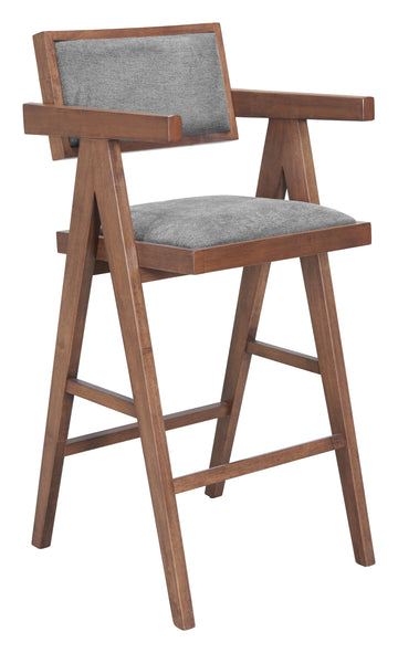 oak marble stool styled in a Scandinavian serene master suite