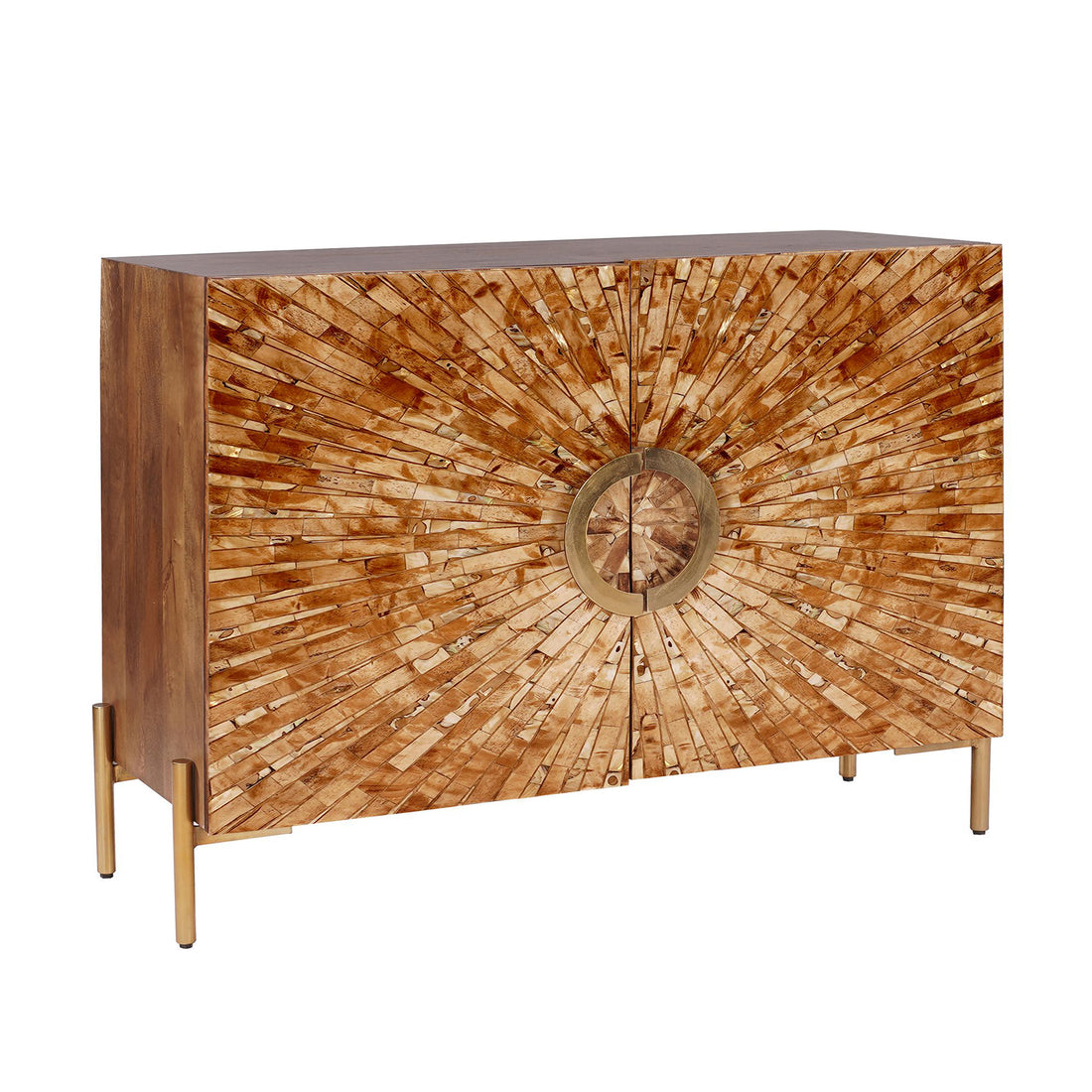 earth-toned fabric storage cabinet in a classic entryway setting