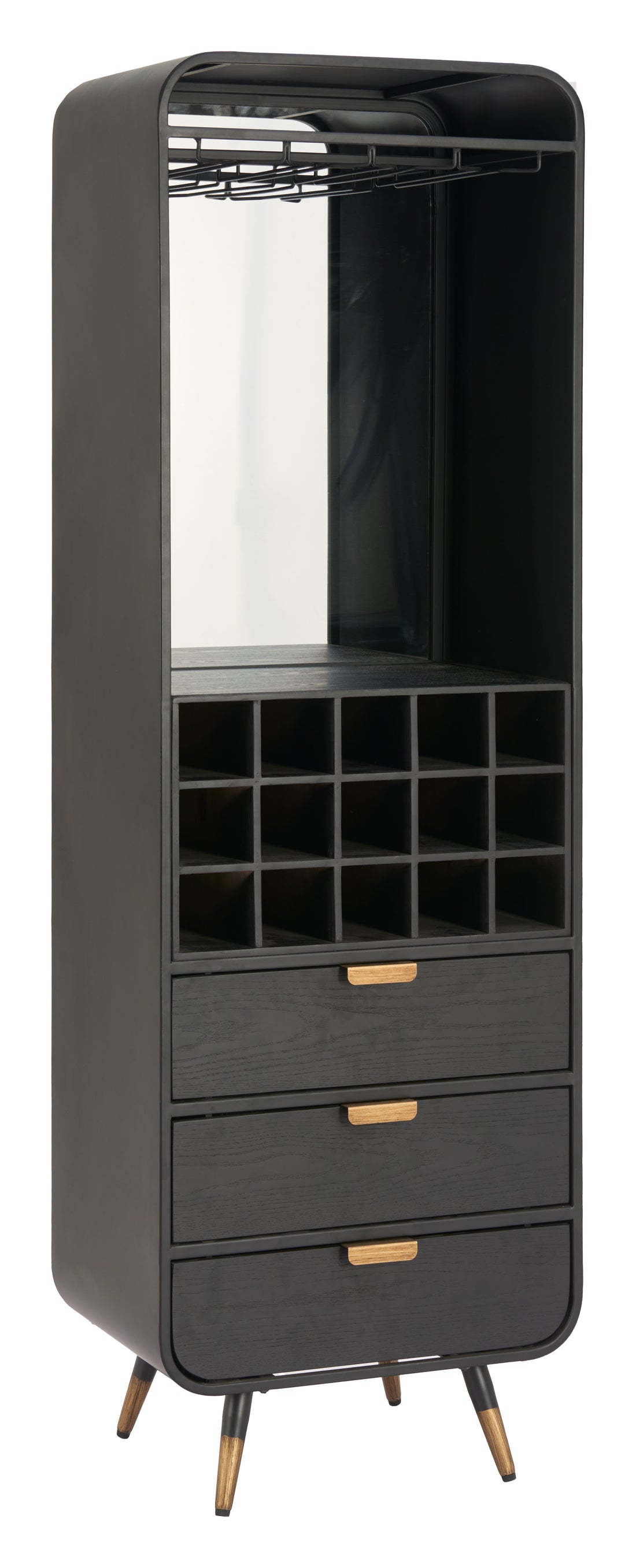 walnut linen storage cabinet styled in a coastal elegant dining room
