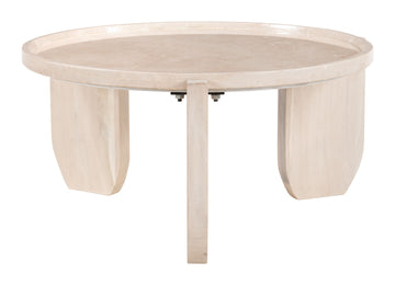 neutral linen coffee table styled in a minimalist elegant dining room