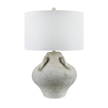 ivory cotton table lamp in a contemporary cozy bedroom setting