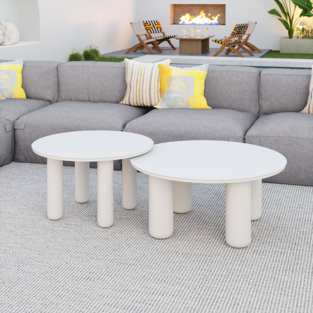 warm-toned soft accent table in a farmhouse contemporary bedroom setting