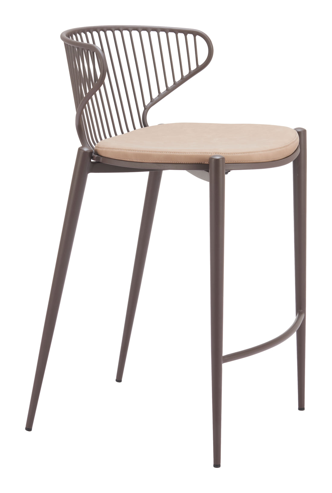 walnut linen stool styled in a coastal elegant dining room