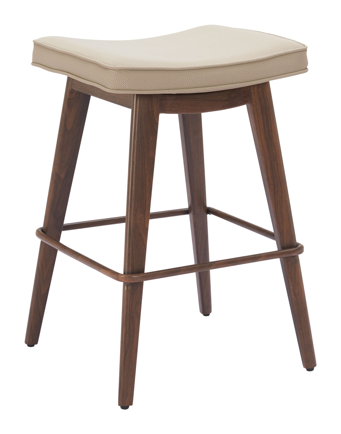 walnut linen stool styled in a coastal elegant dining room