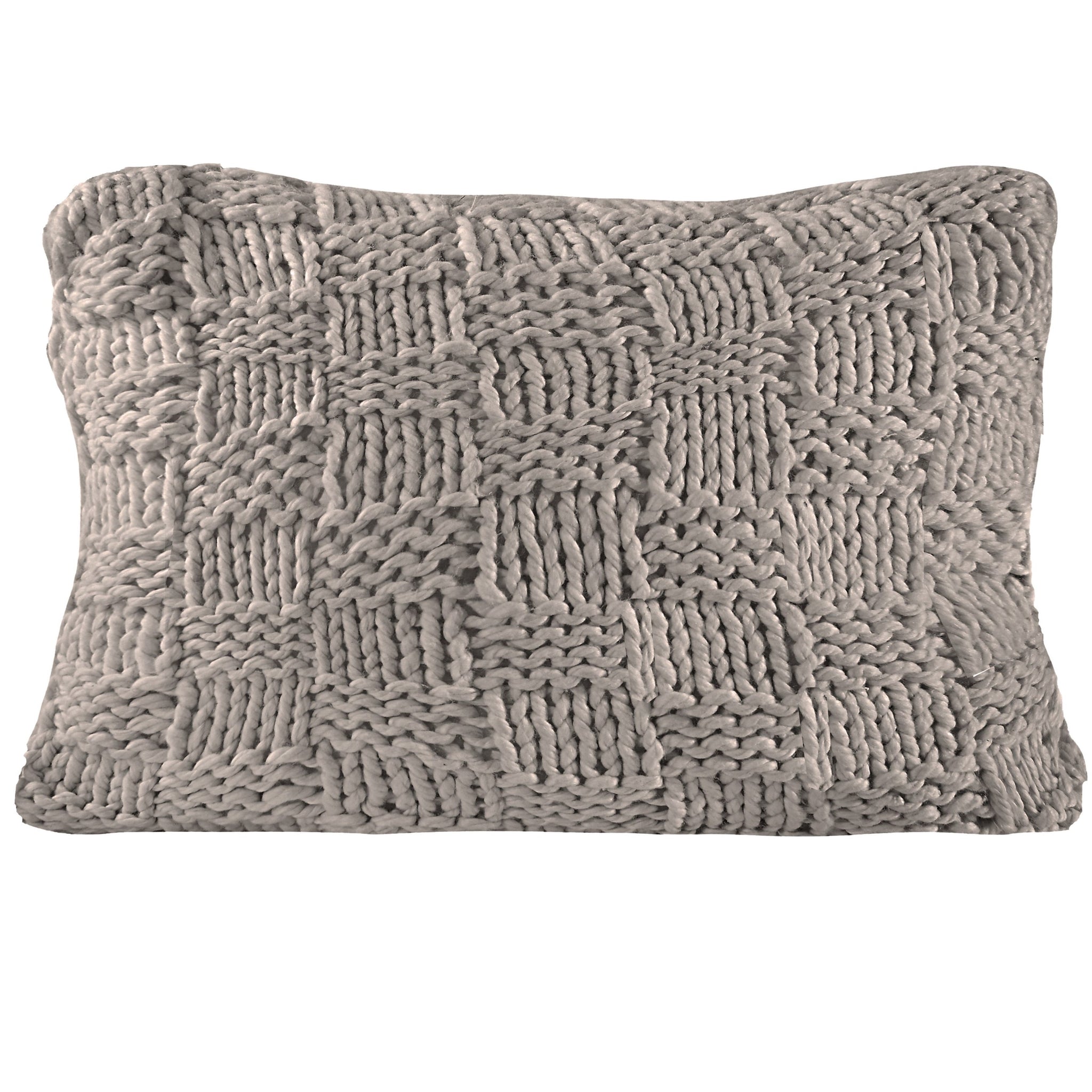Natural knit wool blend Dutch Euro pillow in a rustic bedroom setting