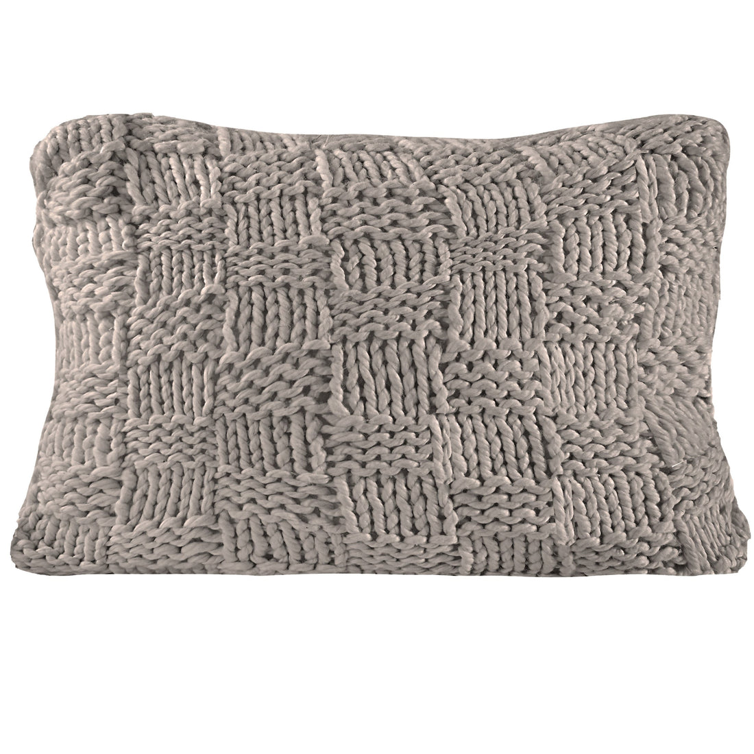 Natural knit wool blend Dutch Euro pillow in a rustic bedroom setting
