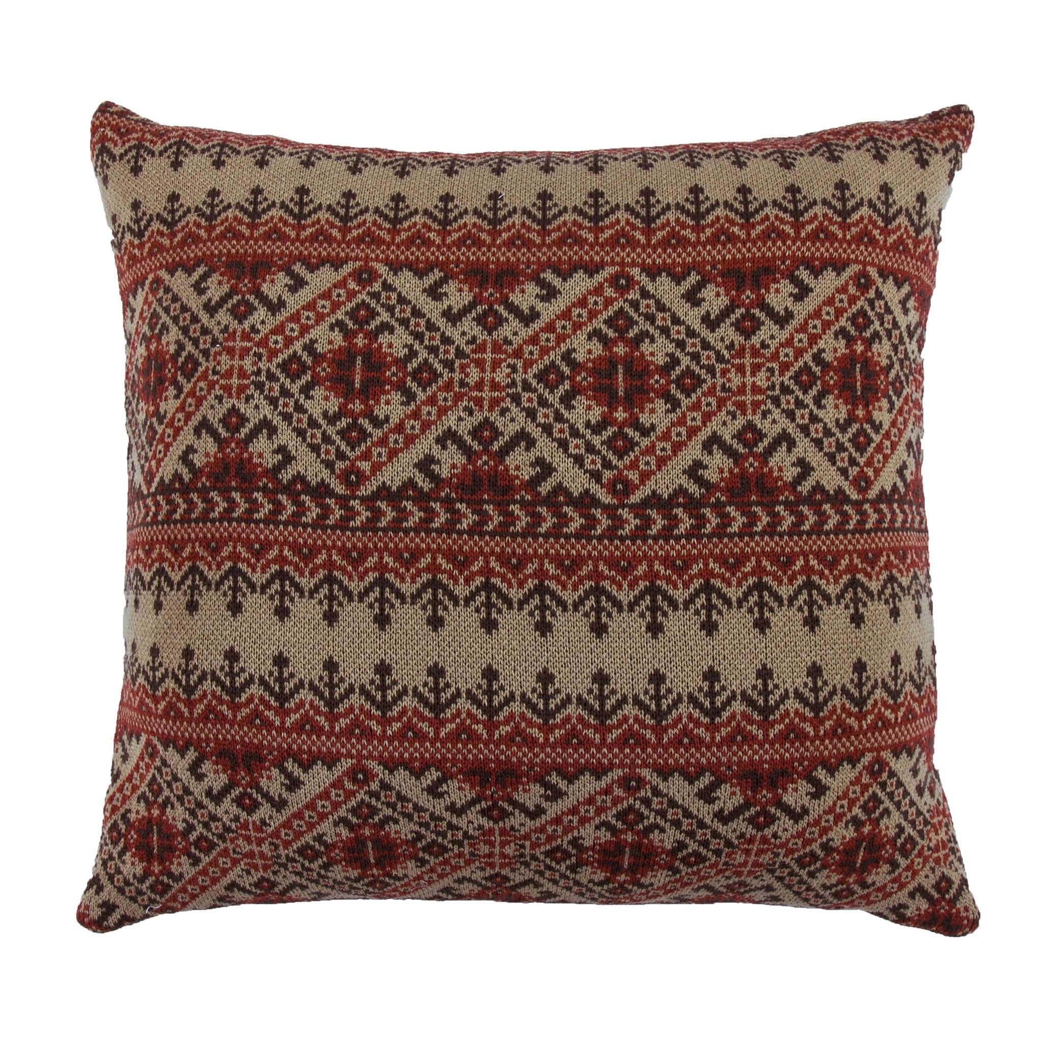 Fair Isle Knit Red Euro Sham styled for a rustic bedroom space.