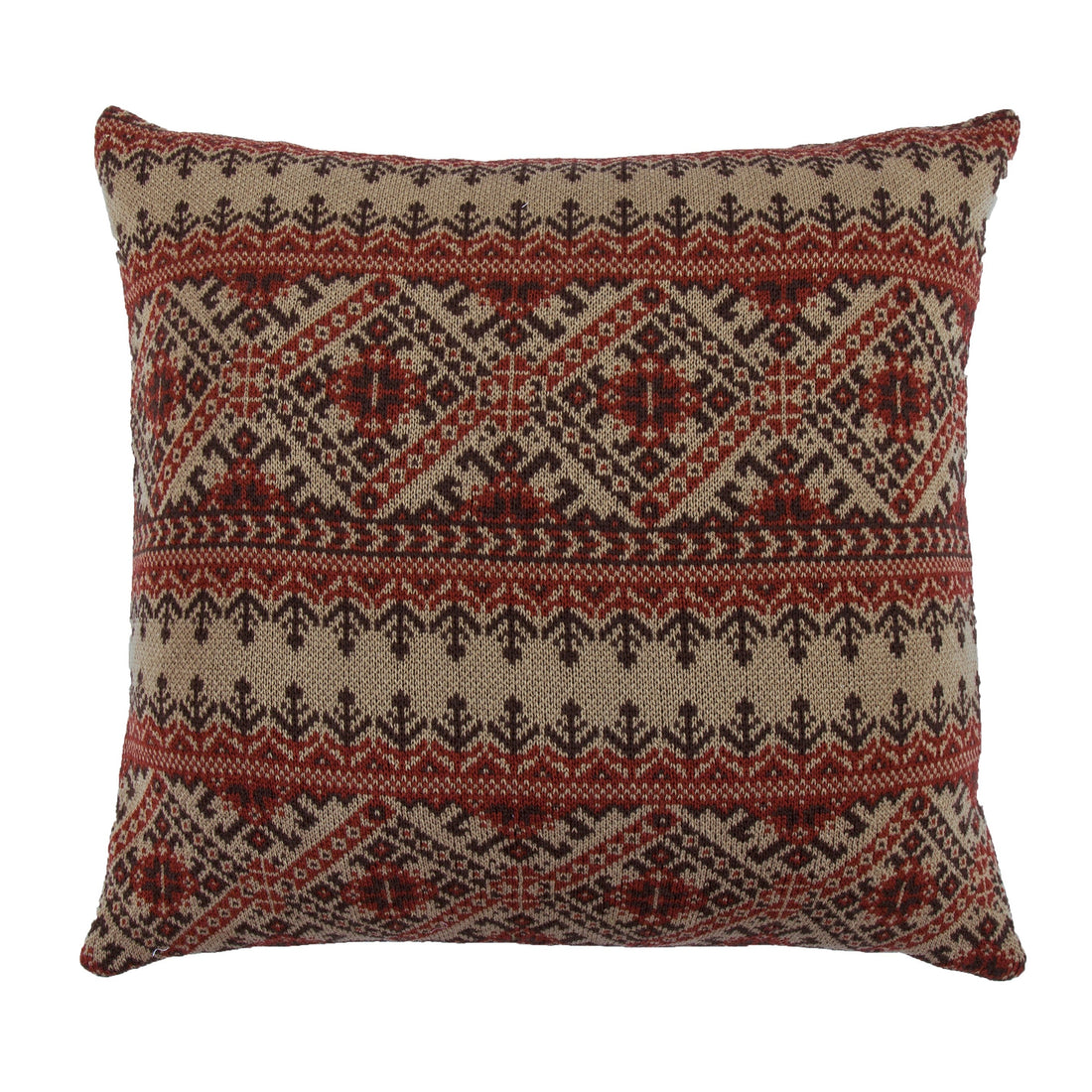 Fair Isle Knit Red Euro Sham styled for a rustic bedroom space.