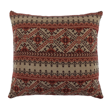Fair Isle Knit Red Euro Sham styled for a rustic bedroom space.
