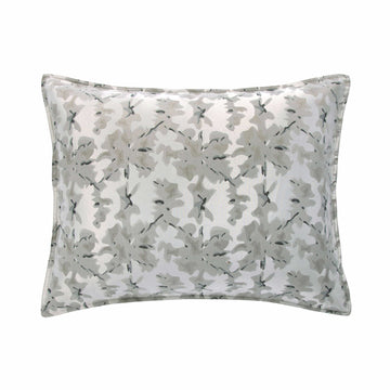Warshack Silver & Gray Inkblot Pillow Sham Set styled for a transitional bedroom space.