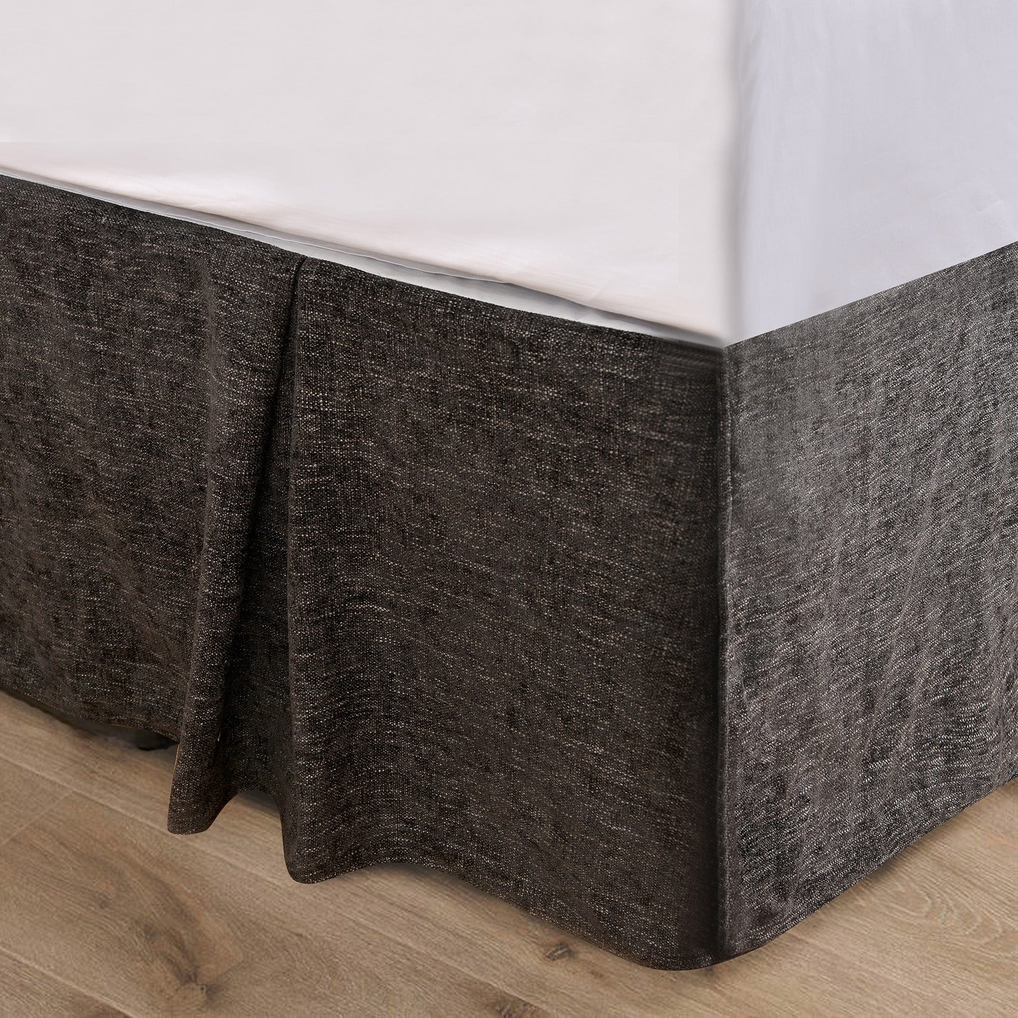 Black Chenille Bed Skirt, Full styled for a transitional bedroom space.