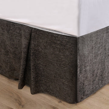 Black Chenille Bed Skirt, Full styled for a transitional bedroom space.
