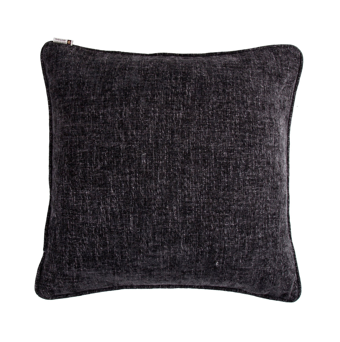 Amelia Charcoal Gray Twill Euro Sham styled for a transitional bedroom space.