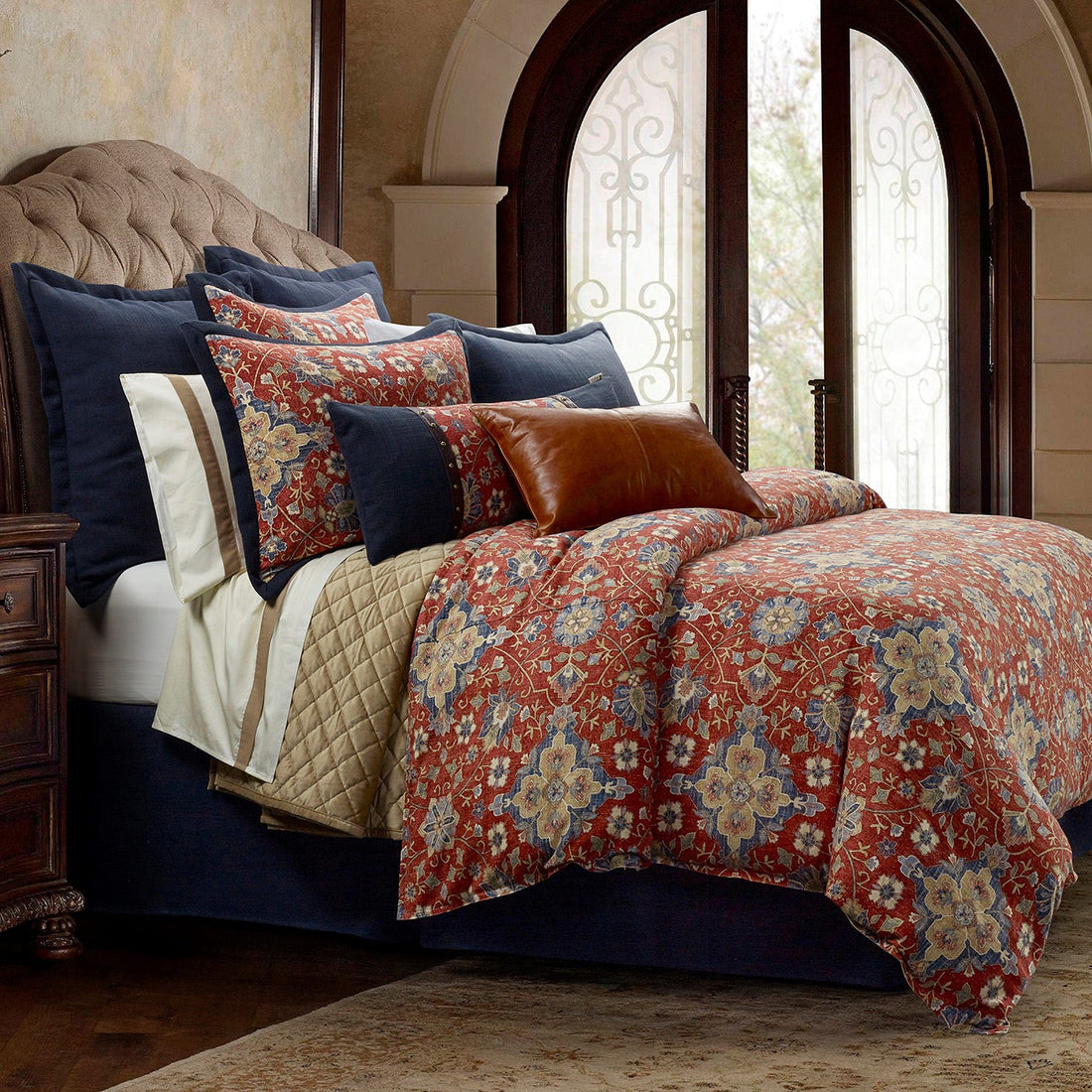 Melinda Washed Linen Comforter Set - Queen styled for a southwestern bedroom space.