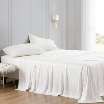 natural fabric home décor piece in a minimalist guest room setting