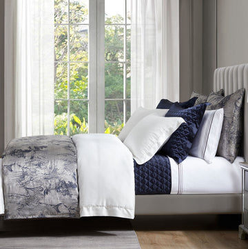 gray cotton duvet cover in a modern bedroom setting