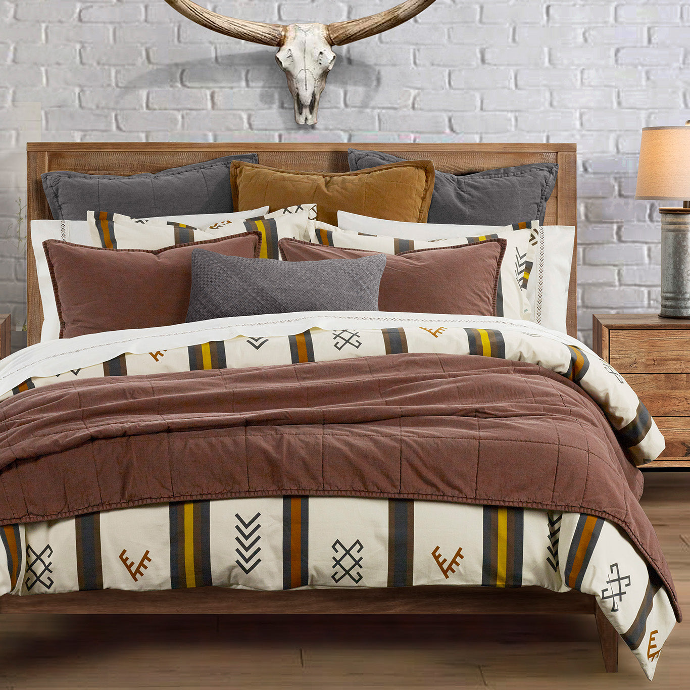 neutral-toned linen duvet cover in a minimalist guest room setting