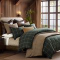 white brushed comforter set in a minimalist guest room setting
