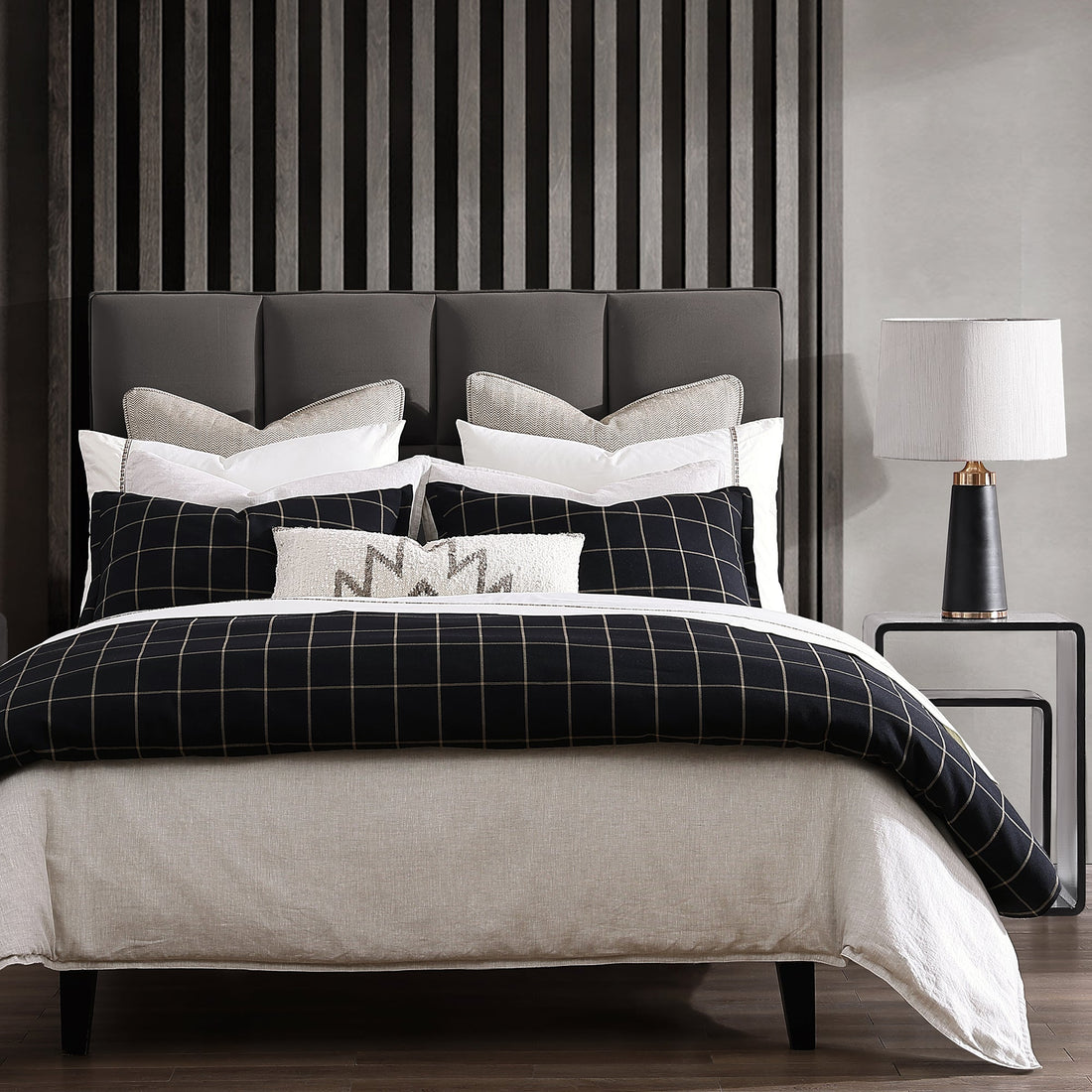 Windowpane Plaid Comforter Set - Twin styled for a transitional bedroom space.