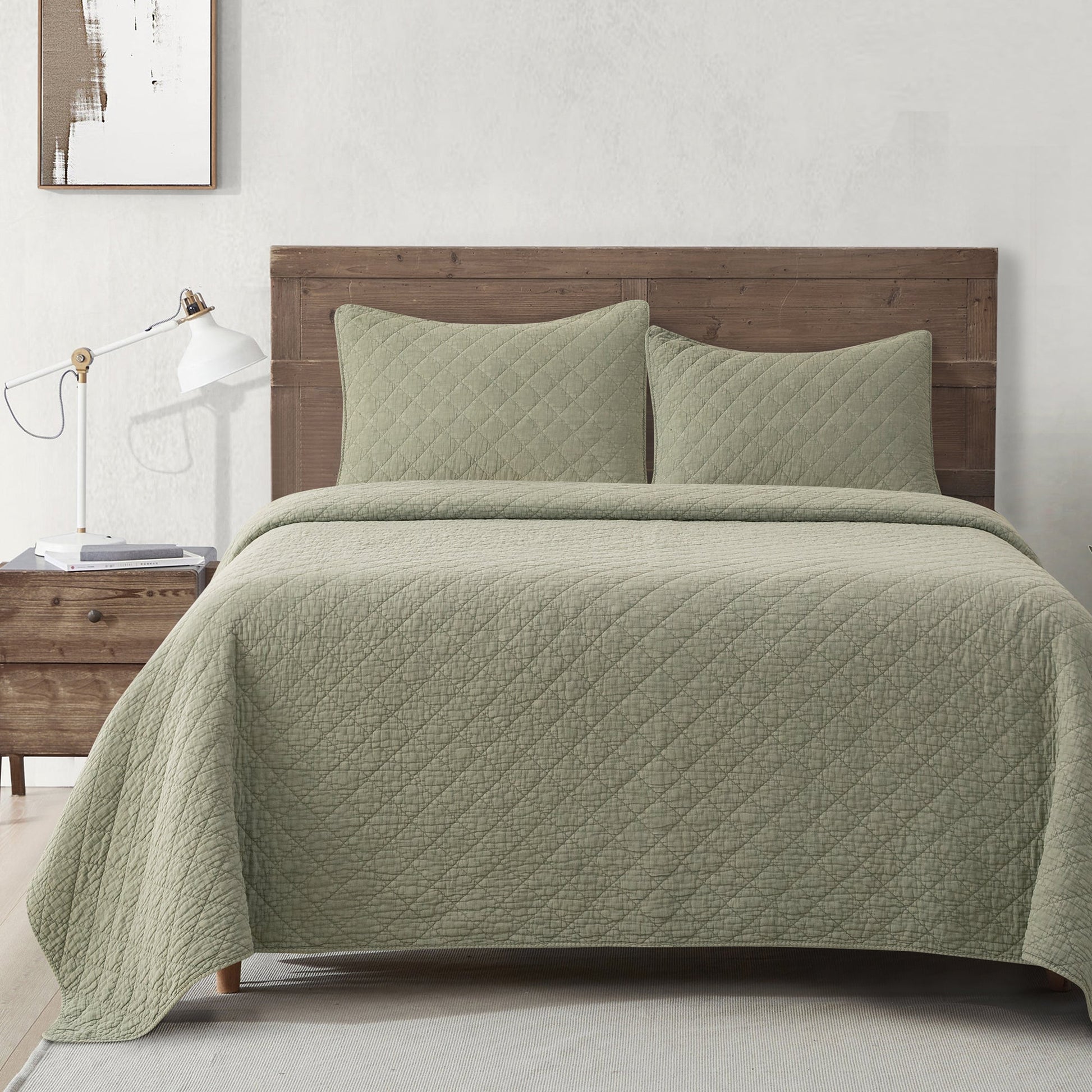 warm-toned plush quilt in a minimalist guest room setting