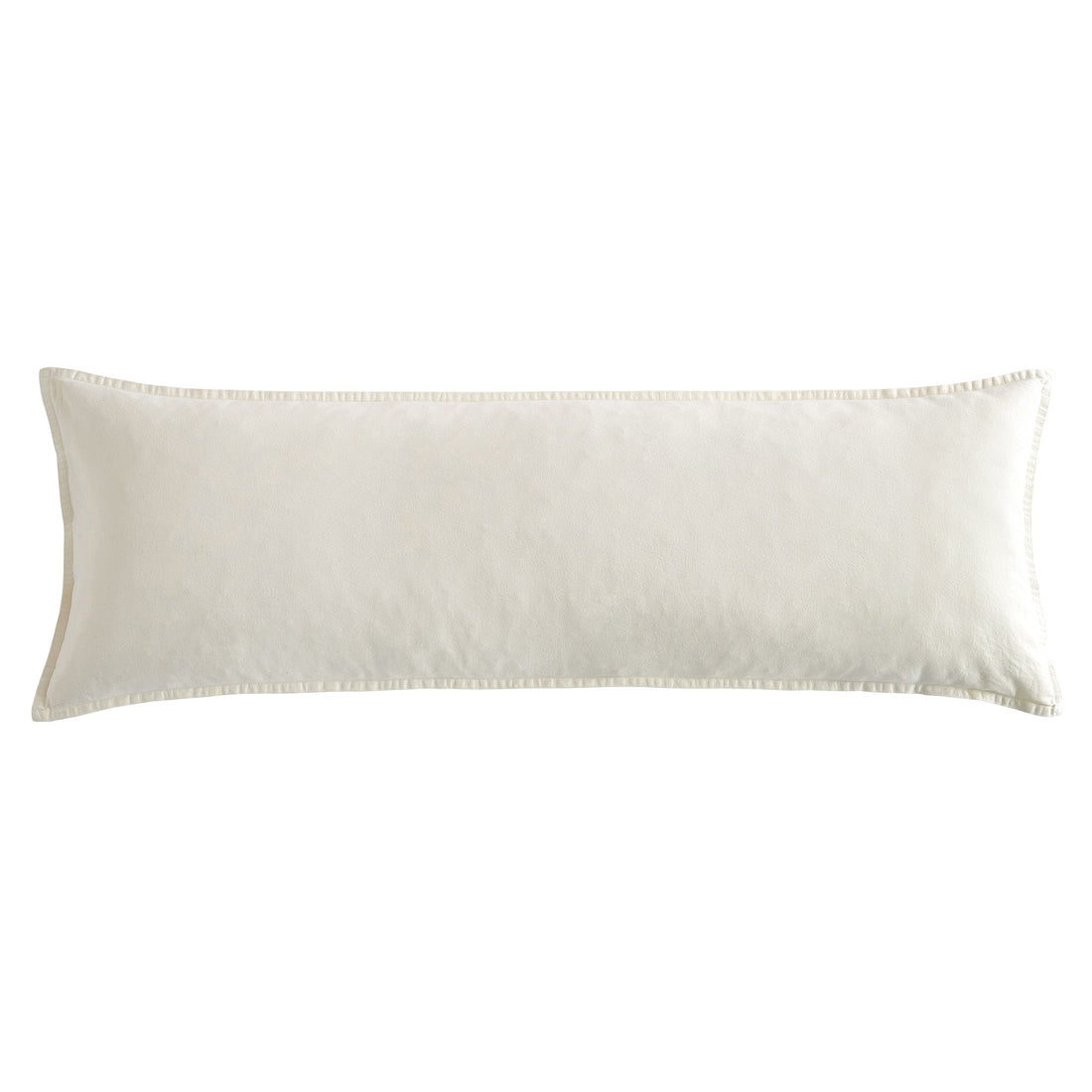 Stonewashed Cotton Canvas Long Lumbar Pillow styled for a vintage living room space.