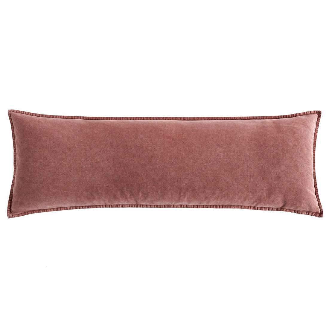 Stonewashed Cotton Canvas Long Lumbar Pillow styled for a vintage living room space.