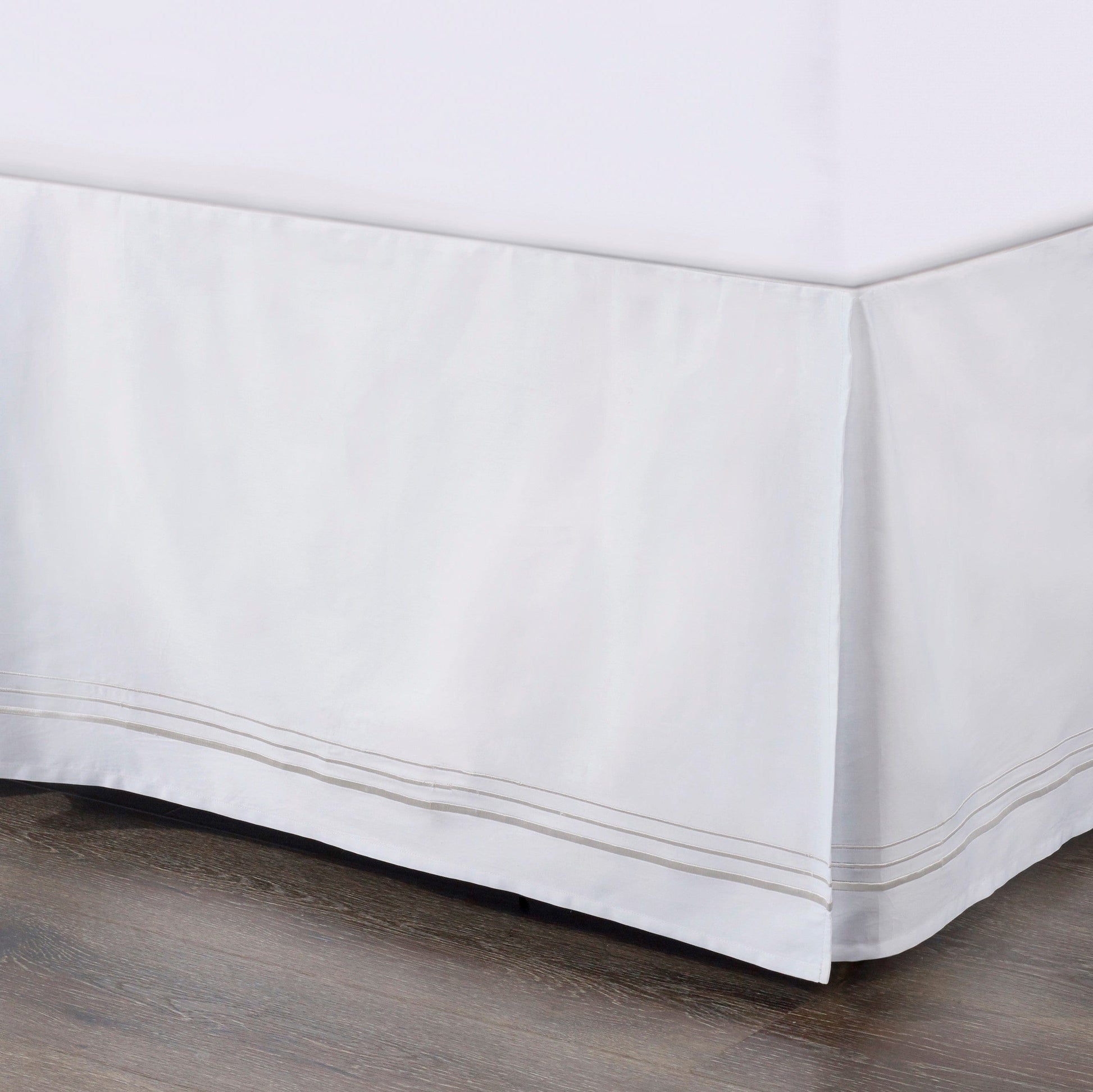 white brushed bed skirt in a classic contemporary bedroom setting