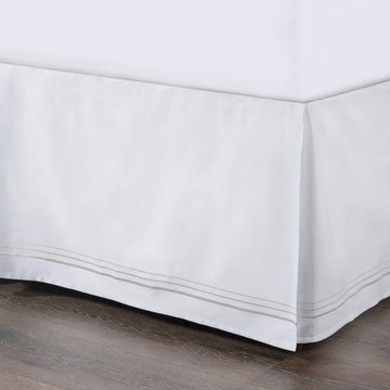 white brushed bed skirt in a classic contemporary bedroom setting