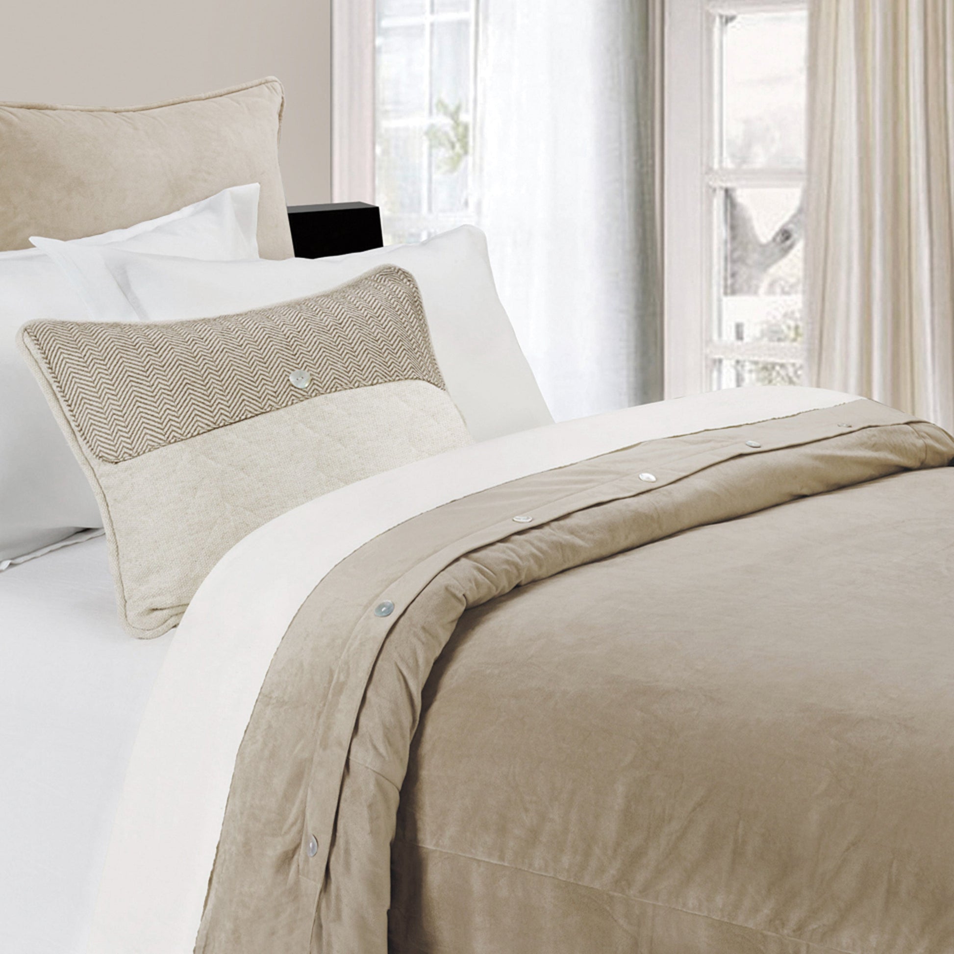 warm-toned plush duvet cover in a modern bedroom setting