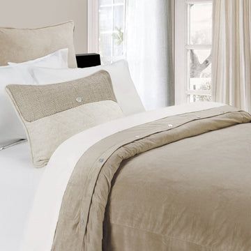 warm-toned plush duvet cover in a modern bedroom setting
