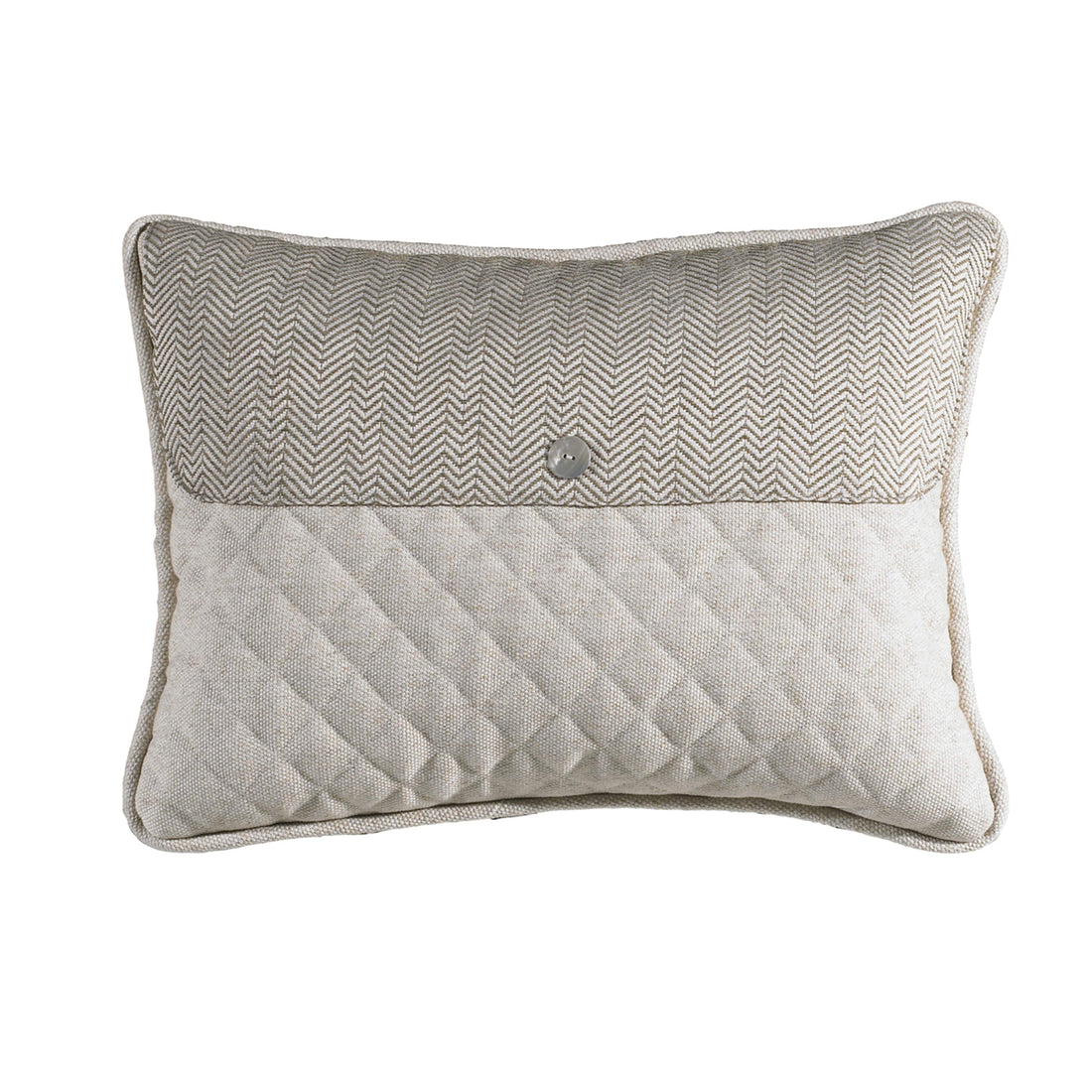Fairfield Cream & Taupe Envelope Pillow styled for a rustic living room space.