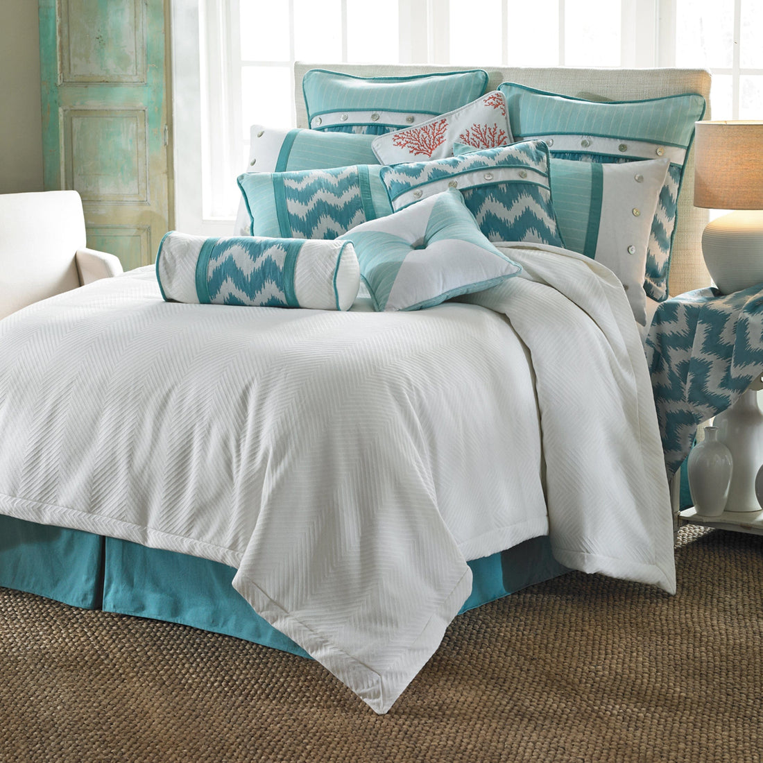 white brushed duvet cover in a minimalist guest room setting