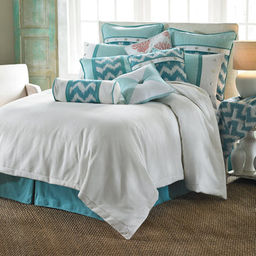 white brushed duvet cover in a minimalist guest room setting