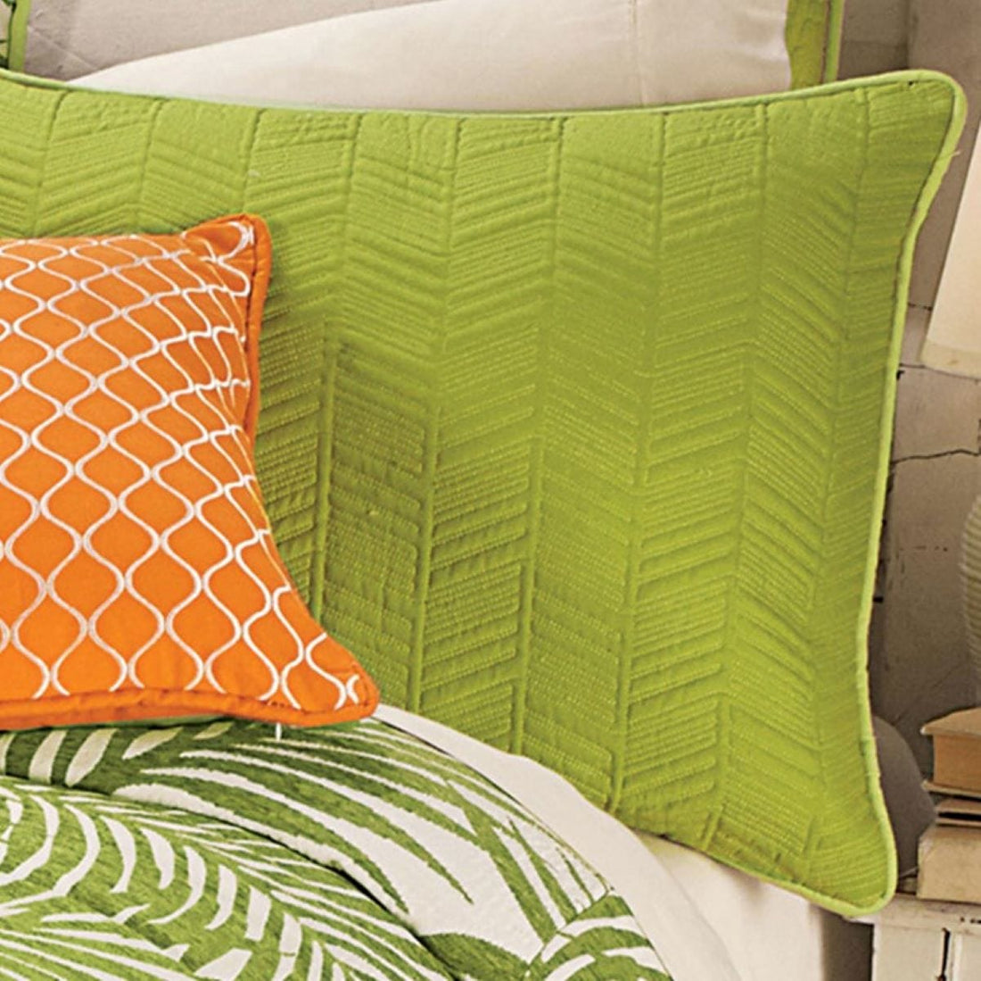 Capri Pillow Sham styled for a transitional bedroom space.