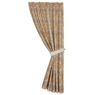 white brushed curtain panel in a elegant modern bedroom setting