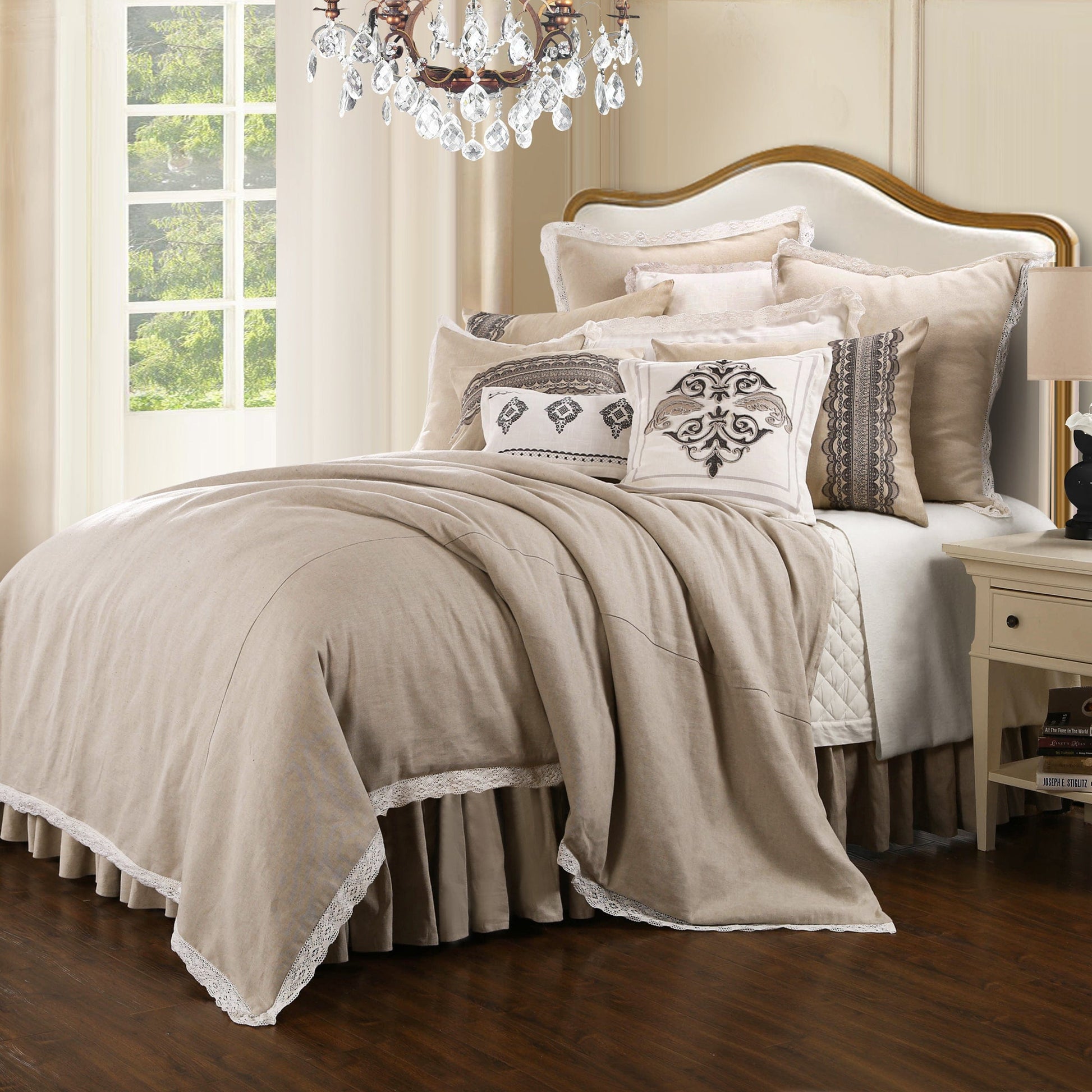 gray cotton comforter set in a contemporary master bedroom setting