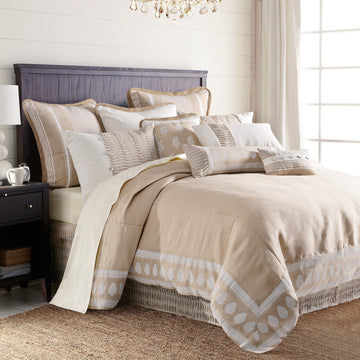 natural fabric duvet cover in a minimalist guest room setting