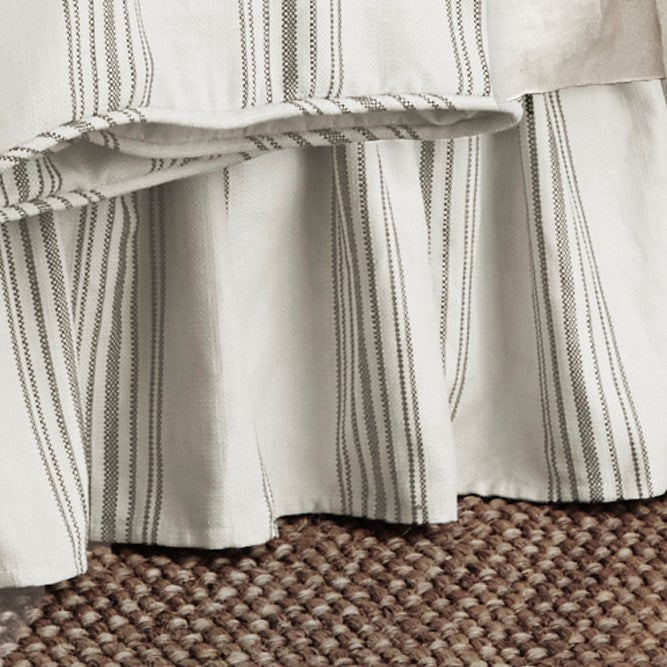 warm-toned plush bed skirt in a farmhouse cozy bedroom setting