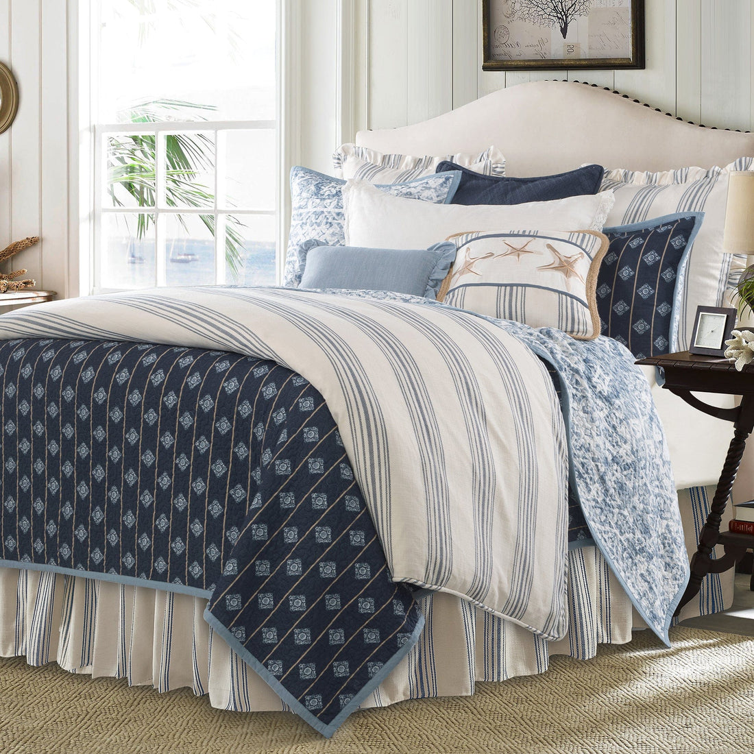 neutral-toned linen comforter set in a contemporary master bedroom setting