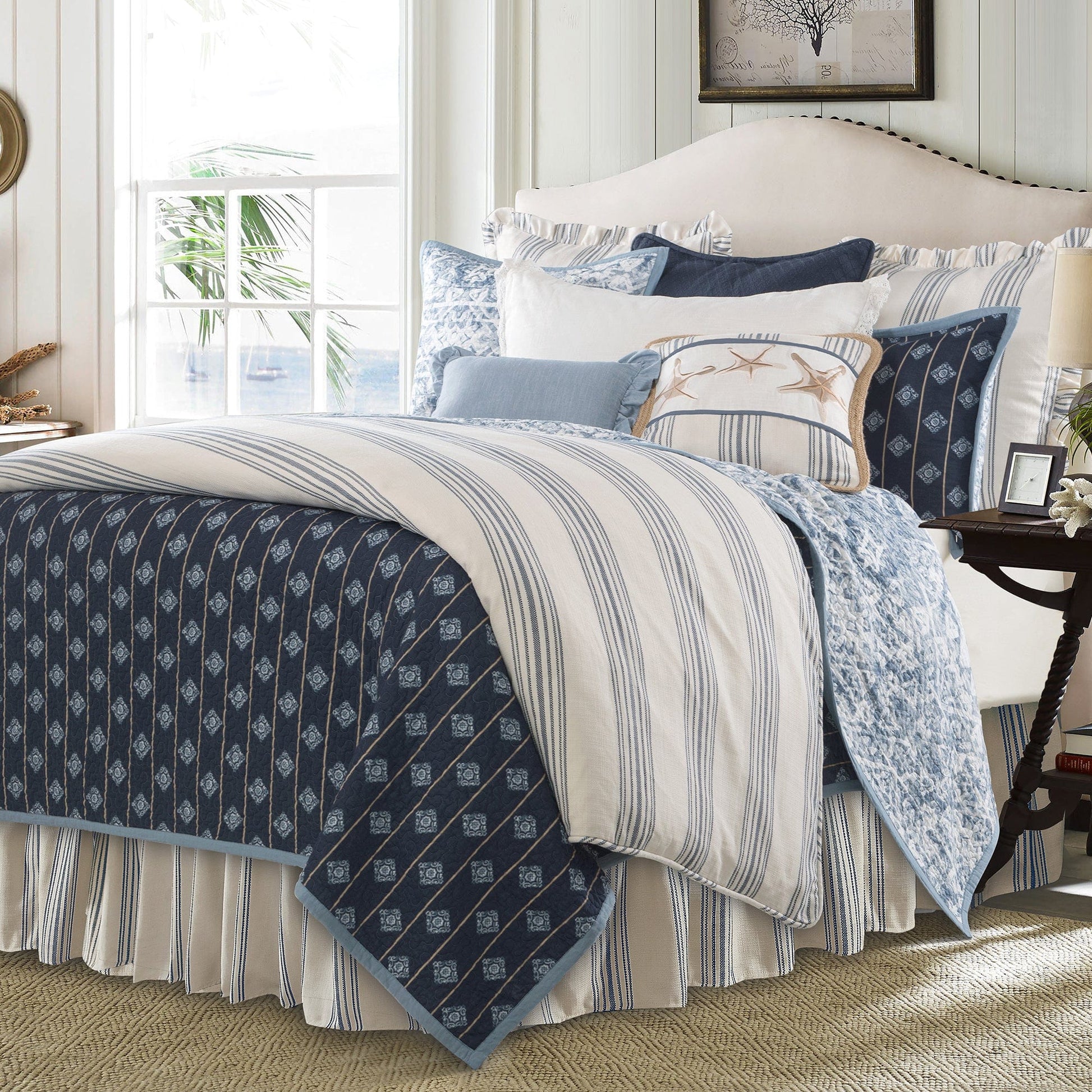neutral-toned linen comforter set in a contemporary master bedroom setting